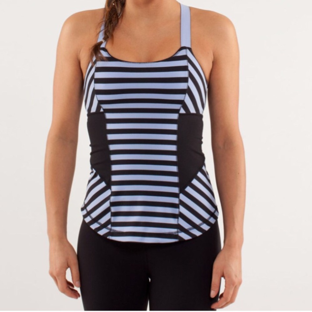 ☀️Lululemon Work It Out Striped Purple Tank Top Size 4